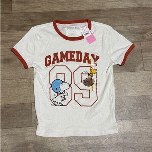 Peanuts Snoopy Woodstock Game Day Graphic Print Women's T-Shirt Size S